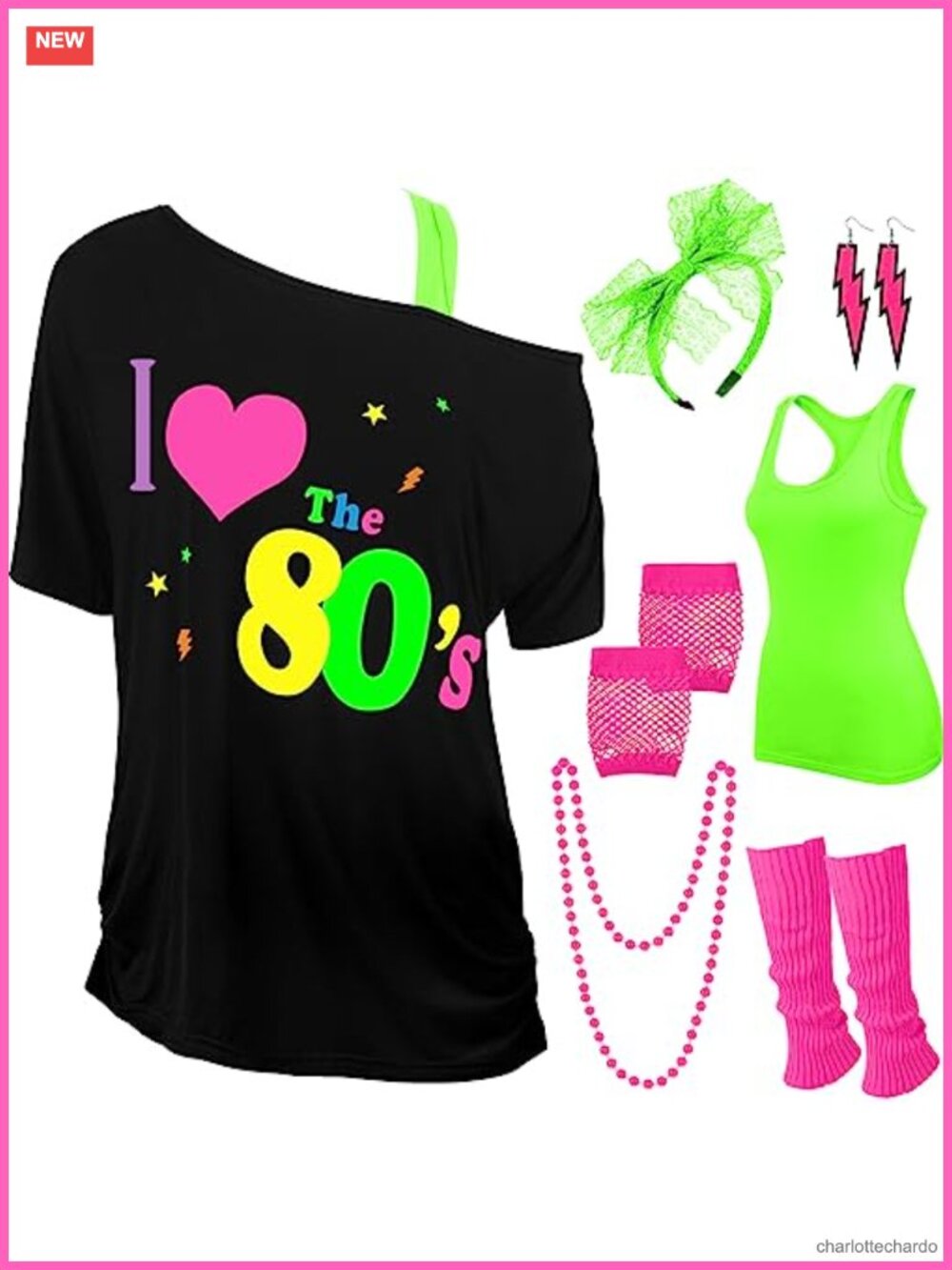 I Love The 80's Disco Outfit Set Modal Nylon Polyester Costume Accessories
